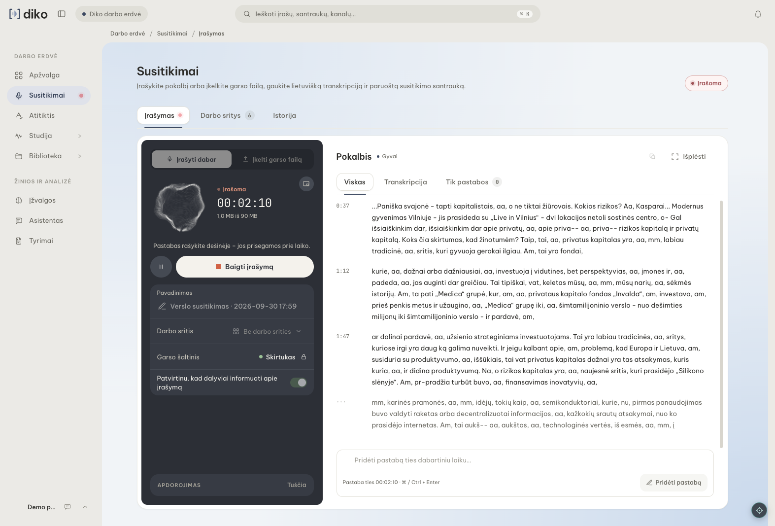 Diko susitikimų darbo erdvė